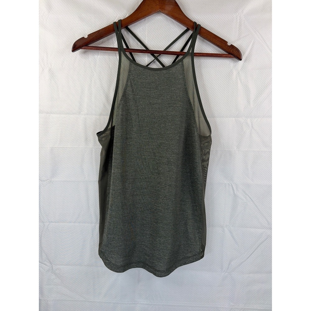 Lululemon Womens Heathered Green Mesh Strappy Back Active Tank Top Size 4